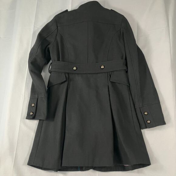 Steve Madden Women’s Black Military Coat Medium Wool Blend Long Jacket - Picture 3 of 15
